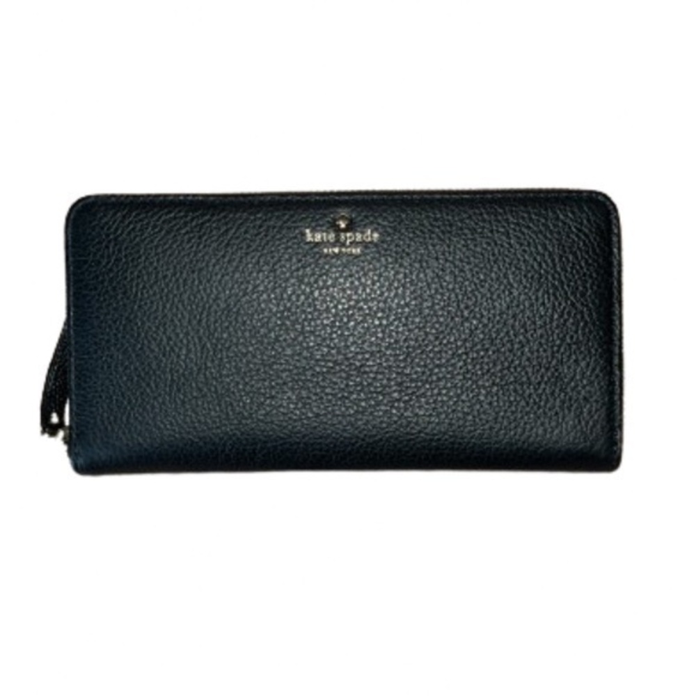 Kate Spade Neda Larchmont Avenue black pebbled leather wallet NWT